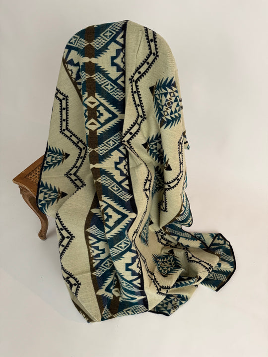 Cuzco River Water Alpaca Wool Blanket