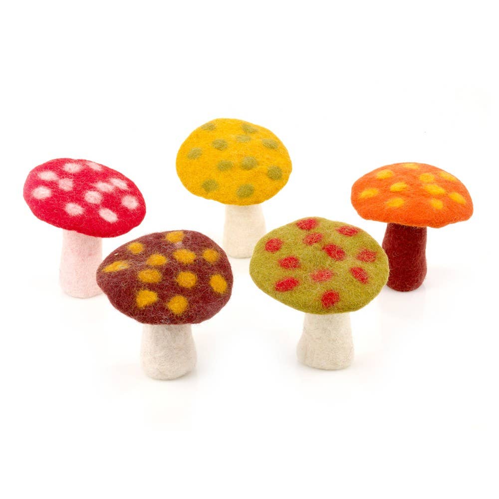 Handmade Felt Toadstool Standing Decoration - Red