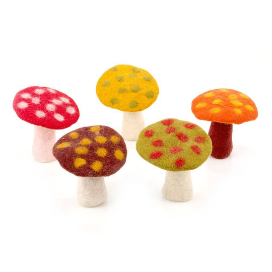 Handmade Felt Toadstool Standing Decoration - Red