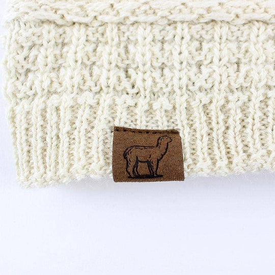 Textured alpaca slouch beanie, cable and rib knit — view 13