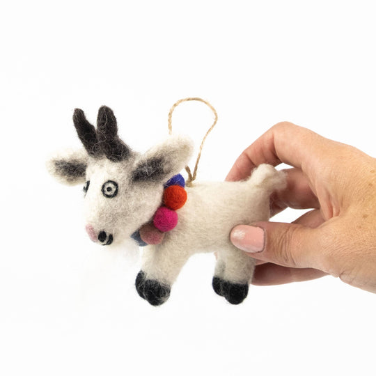 Gus the Angora Goat — Hand-Felted Ornament