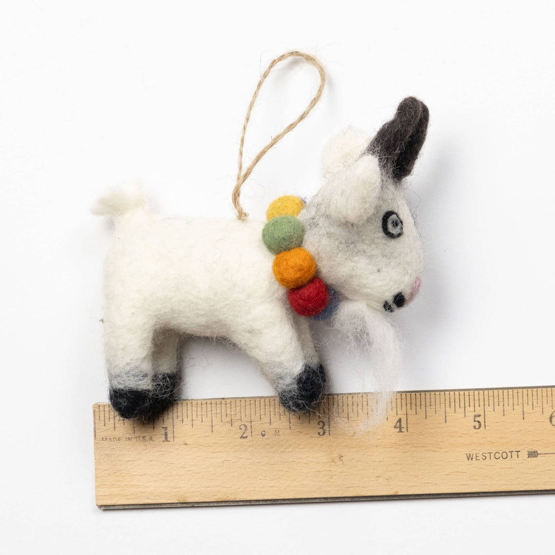 Gus the Angora Goat — Hand-Felted Ornament