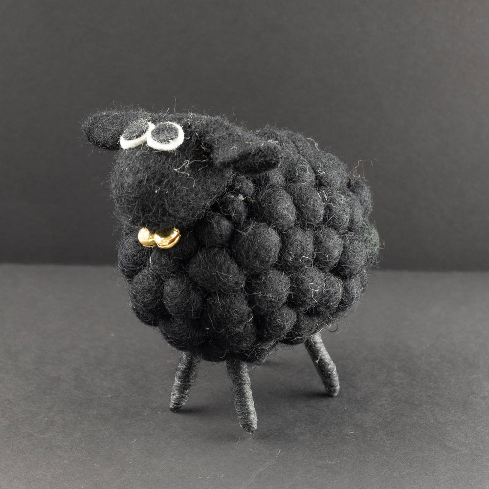 Cinder the Black Pom-Pom Sheep