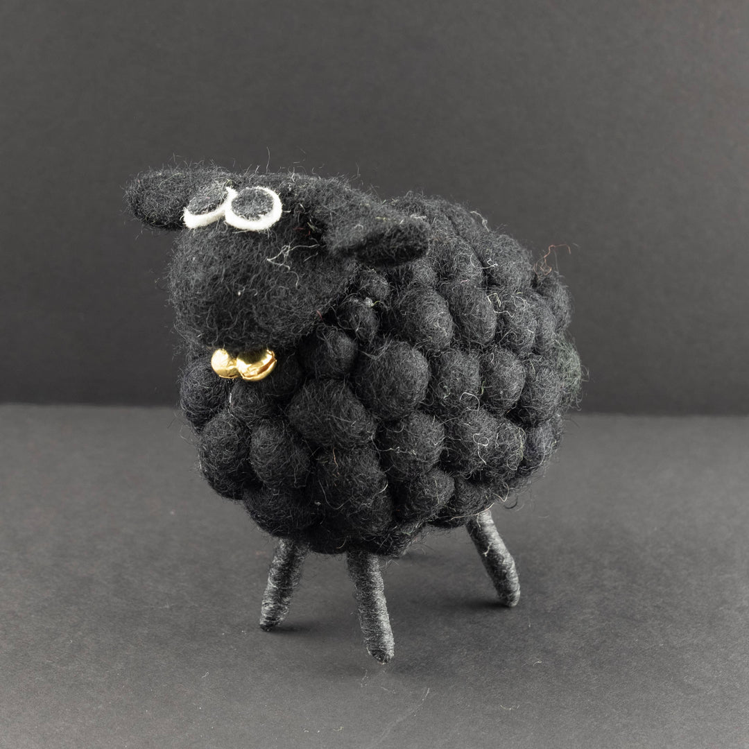 Cinder the Black Pom-Pom Sheep