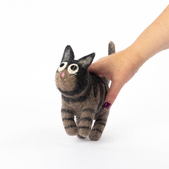 Smudge the Gray Tabby — Hand-Felted Cat