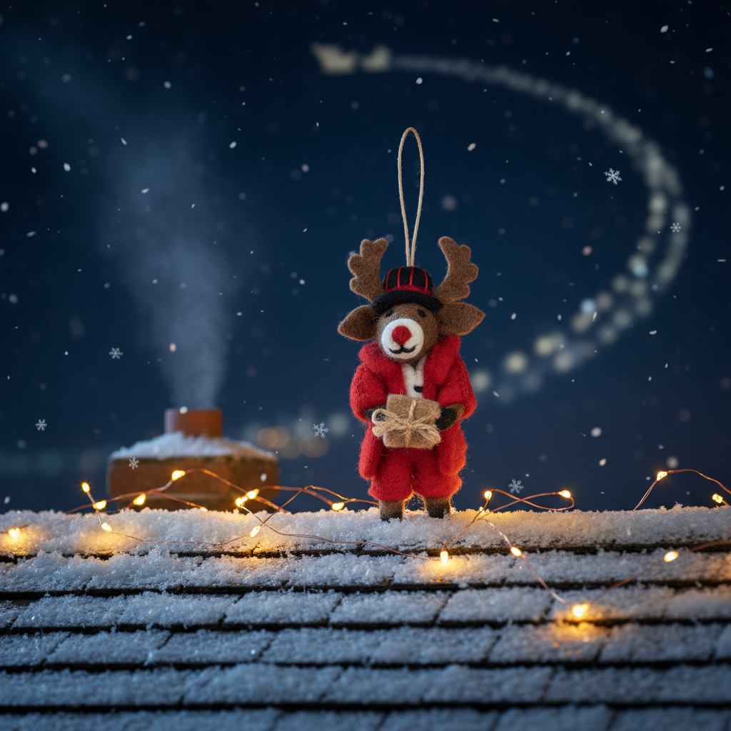 Handmade Felt Dasher the Christmas Reindeer Decoration