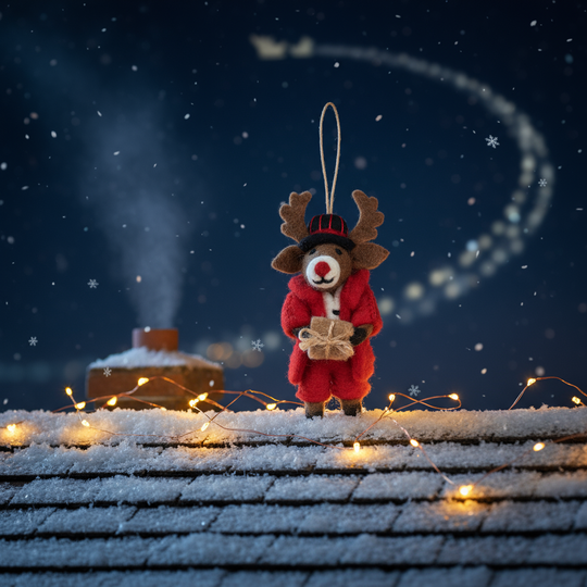 Handmade Felt Dasher the Christmas Reindeer Decoration