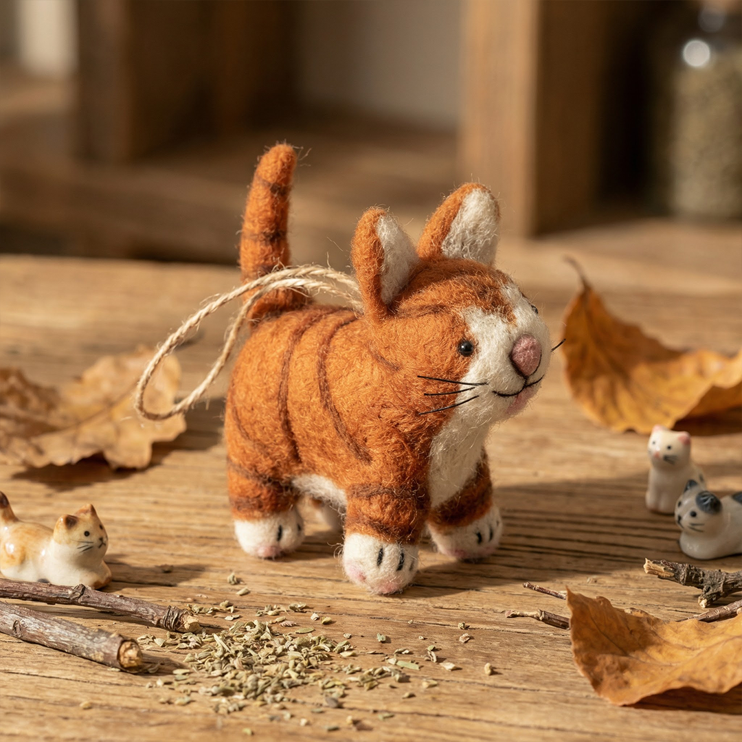 Handmade Felt Colin the Cat Hanging Decoration