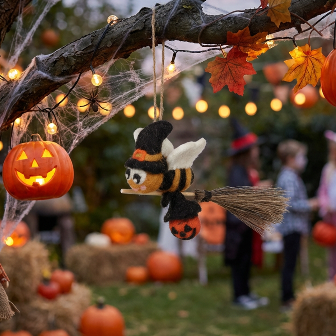 Handmade Felt Bee-Witched Hanging Halloween Decoration