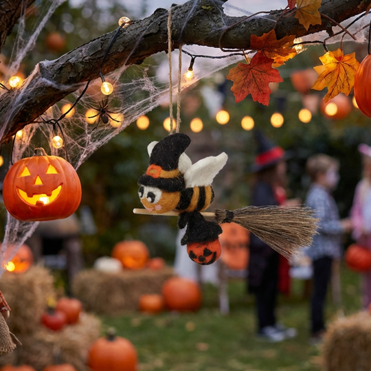 Handmade Felt Bee-Witched Hanging Halloween Decoration