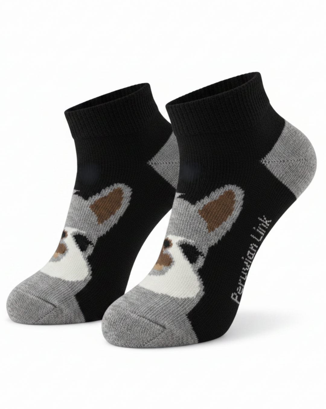 Alpaca Face Ankle Socks in Black