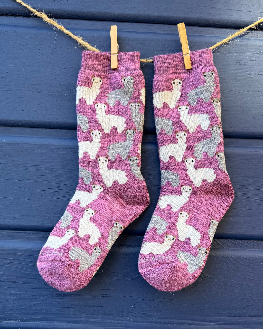 Motif Sock Jr in Lilac — kids' alpaca socks
