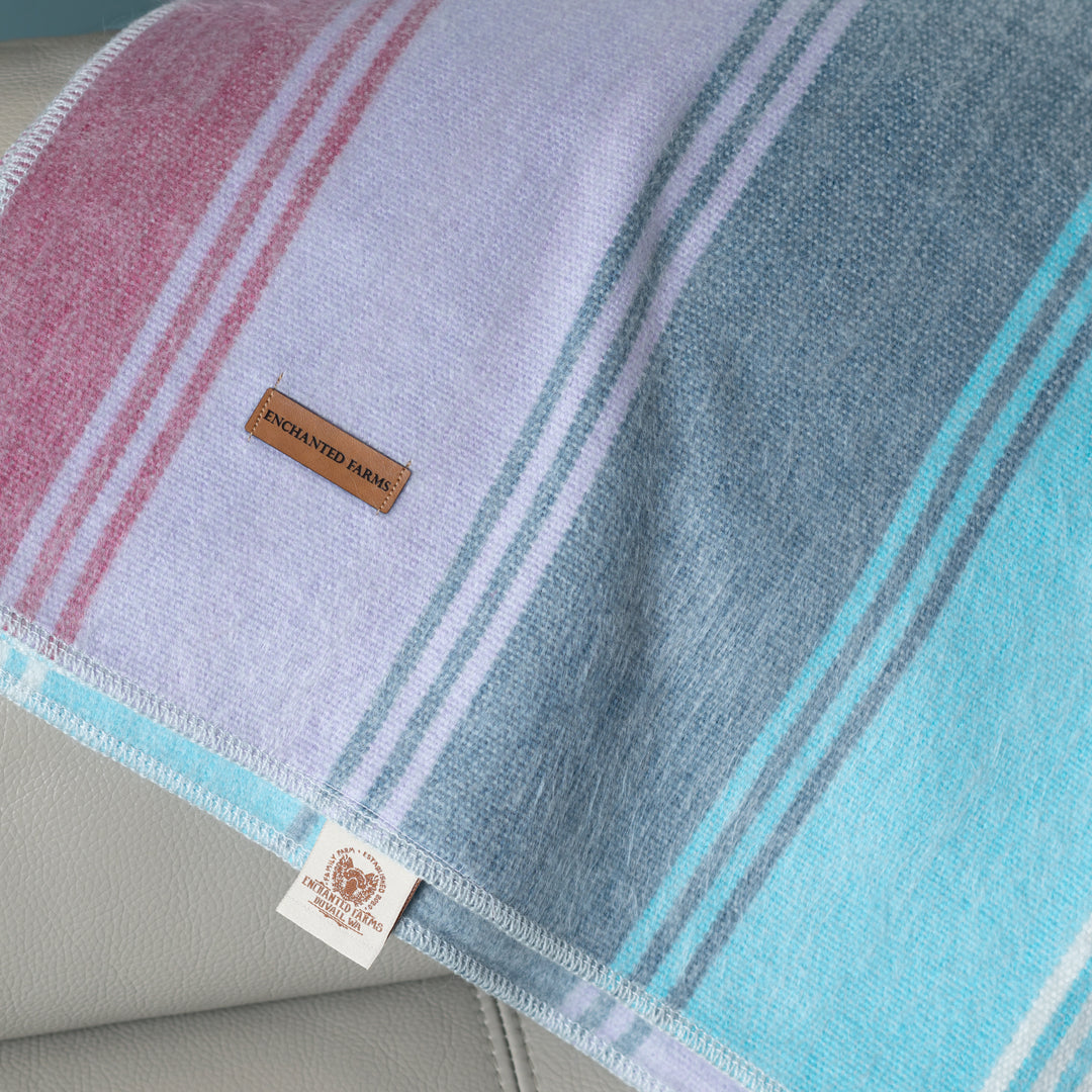Puget Sound Lavender Dream Alpaca Throw Blanket - Striped - Brushed Alpaca Throw Blanket