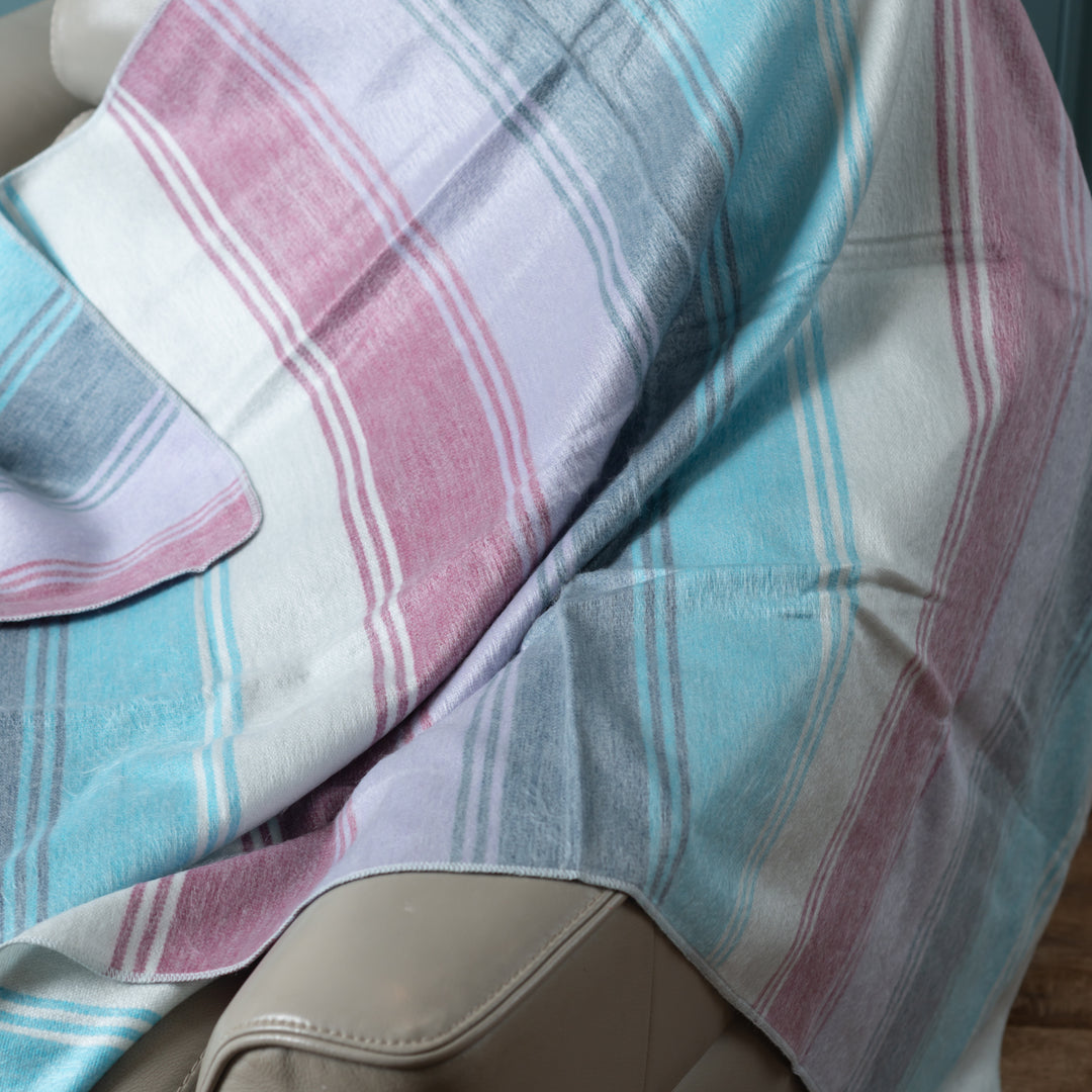 Puget Sound Lavender Dream Alpaca Throw Blanket - Striped - Brushed Alpaca Throw Blanket