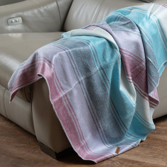 Puget Sound Lavender Dream Alpaca Throw Blanket - Striped - Brushed Alpaca Throw Blanket