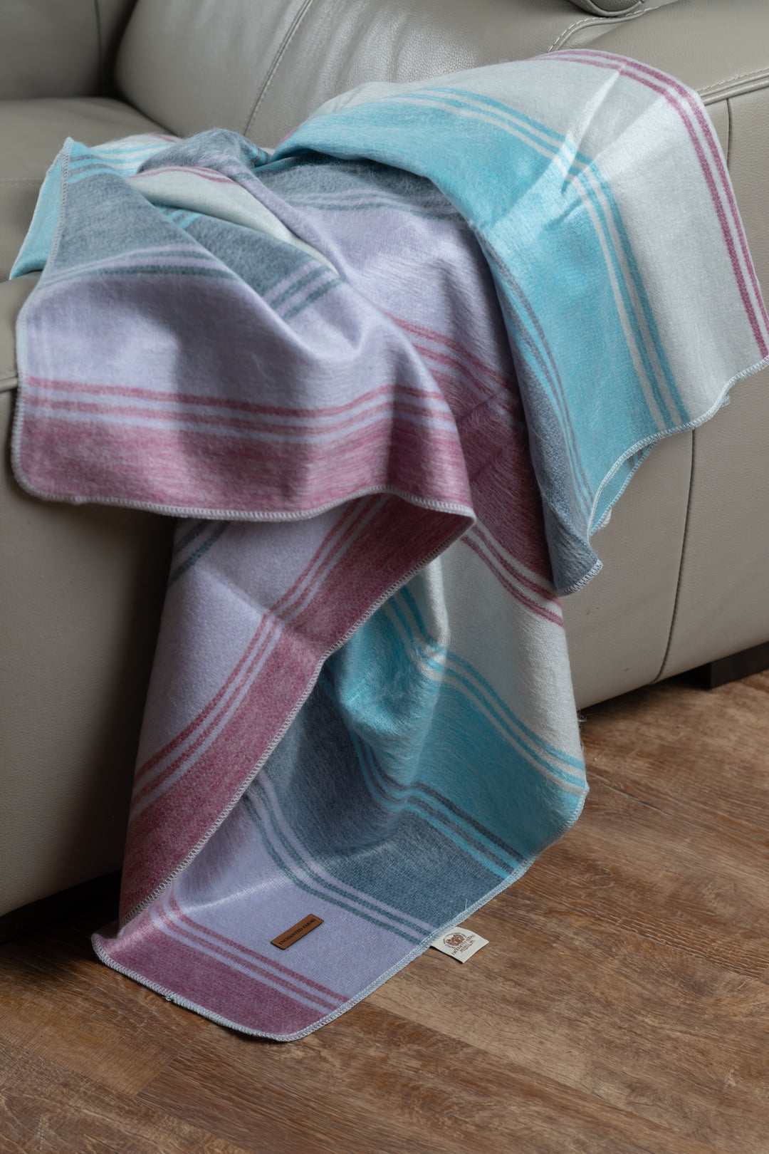 Puget Sound Lavender Dream Alpaca Throw Blanket - Striped - Brushed Alpaca Throw Blanket