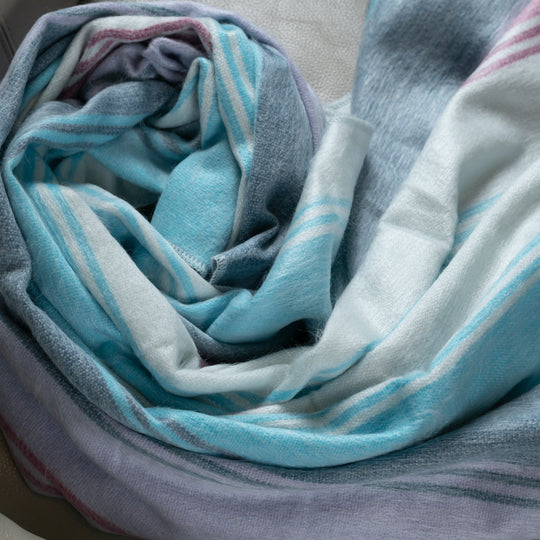 Puget Sound Lavender Dream Alpaca Throw Blanket - Striped - Brushed Alpaca Throw Blanket