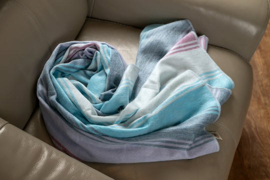 Puget Sound Lavender Dream Alpaca Throw Blanket - Striped - Brushed Alpaca Throw Blanket
