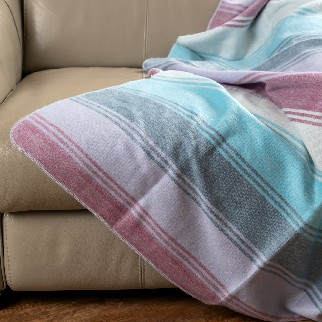 Puget Sound Lavender Dream Alpaca Throw Blanket - Striped - Brushed Alpaca Throw Blanket