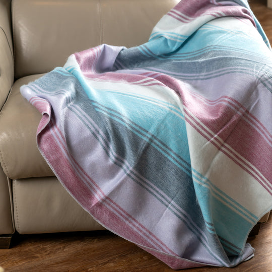 Puget Sound Lavender Dream Alpaca Throw Blanket - Striped - Brushed Alpaca Throw Blanket