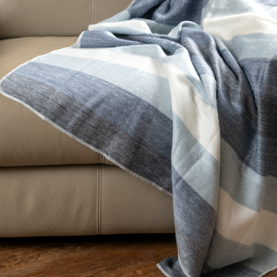 Cannon Beach Alpaca Throw Blanket - Striped - Brushed Alpaca Throw Blanket