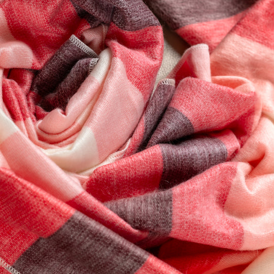Pink Flamingo Alpaca Throw - Striped - Brushed Alpaca Blanket