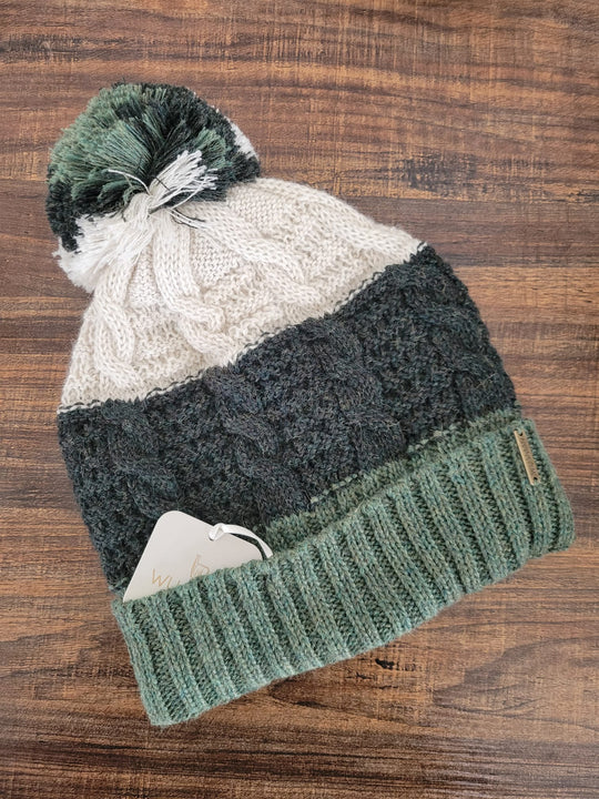 Green hand-knit alpaca beanie, unisex, from Enchanted Farms in Duvall, Washington