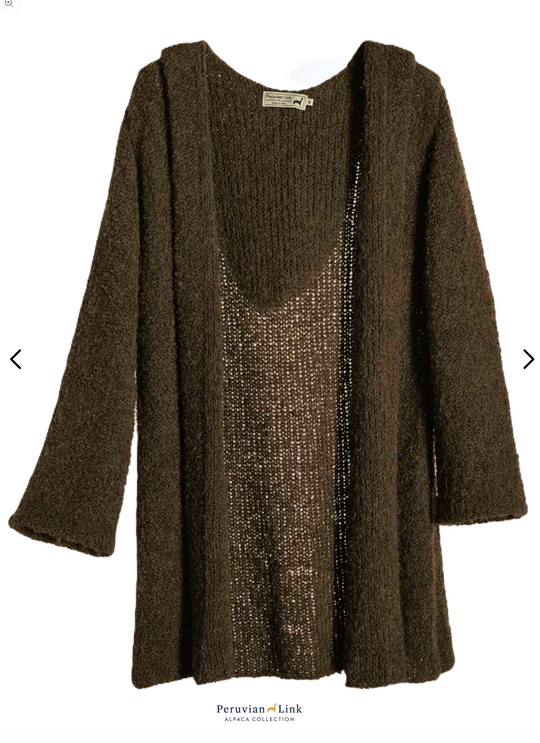 Eco Hooded Alpaca Cardigan – Espresso