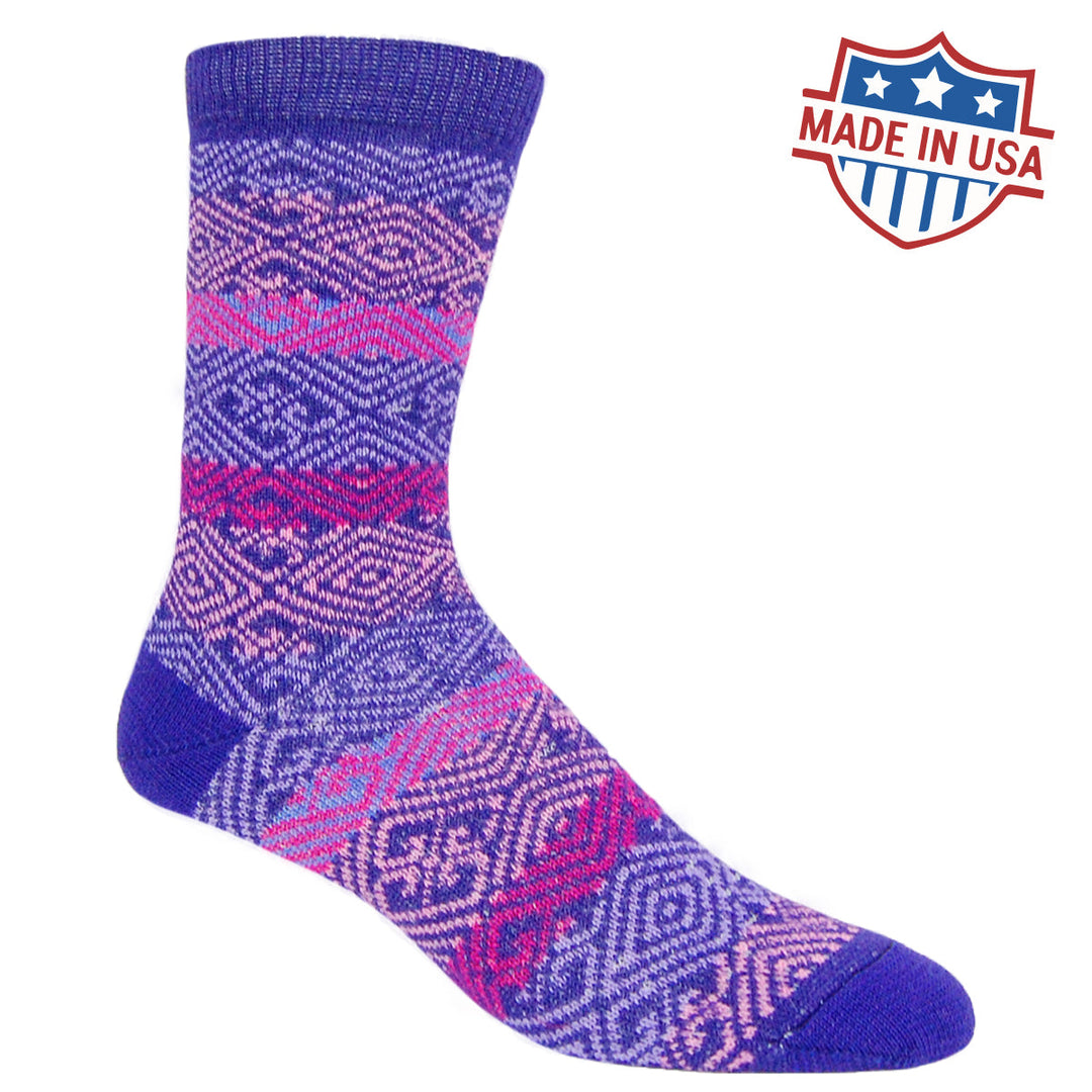 Purple Nordic pattern alpaca dress socks