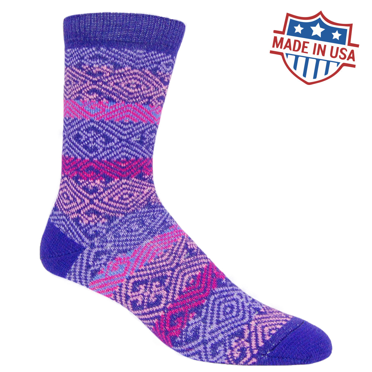 Purple Nordic pattern alpaca dress socks