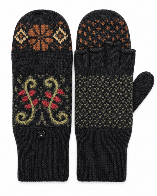 Mariana alpaca glittens in Amber — convertible fingerless gloves with mitten flap