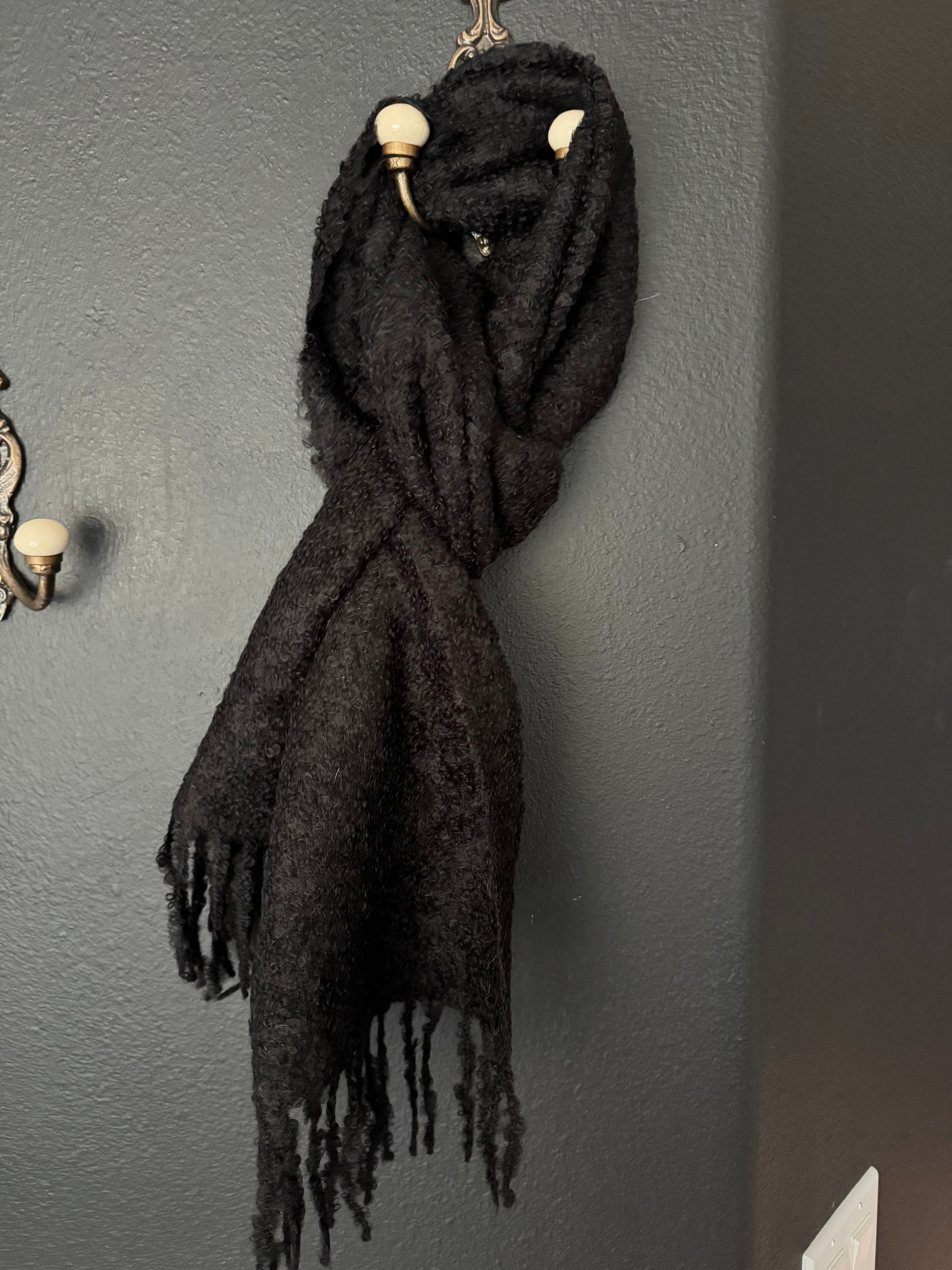 Black scarf with tassels