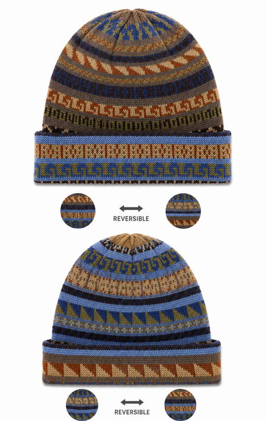 Pacha reversible alpaca hat, knit to be worn either side out