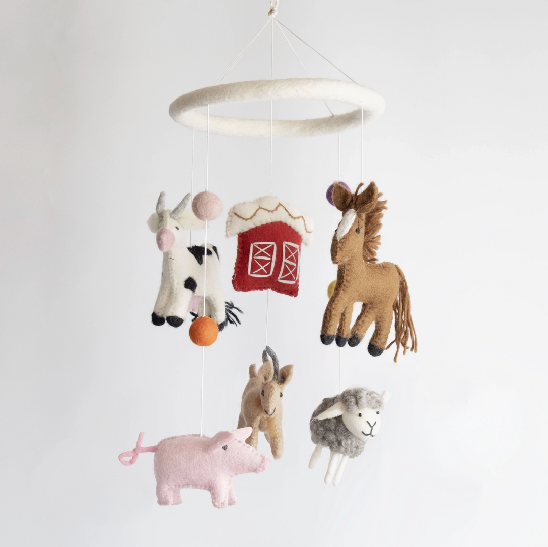 Farm Animals Wool Baby Mobile