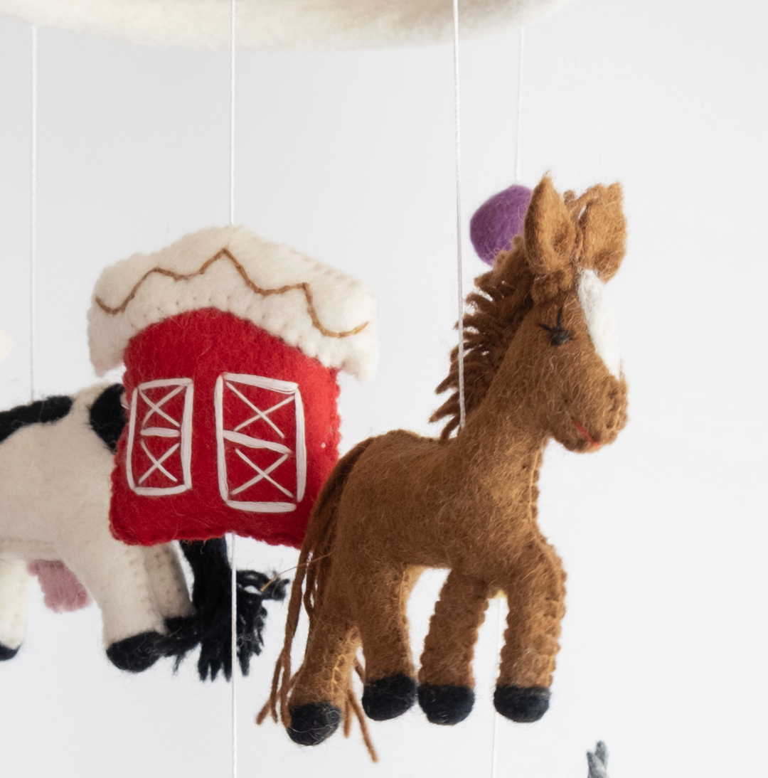 Farm Animals Wool Baby Mobile