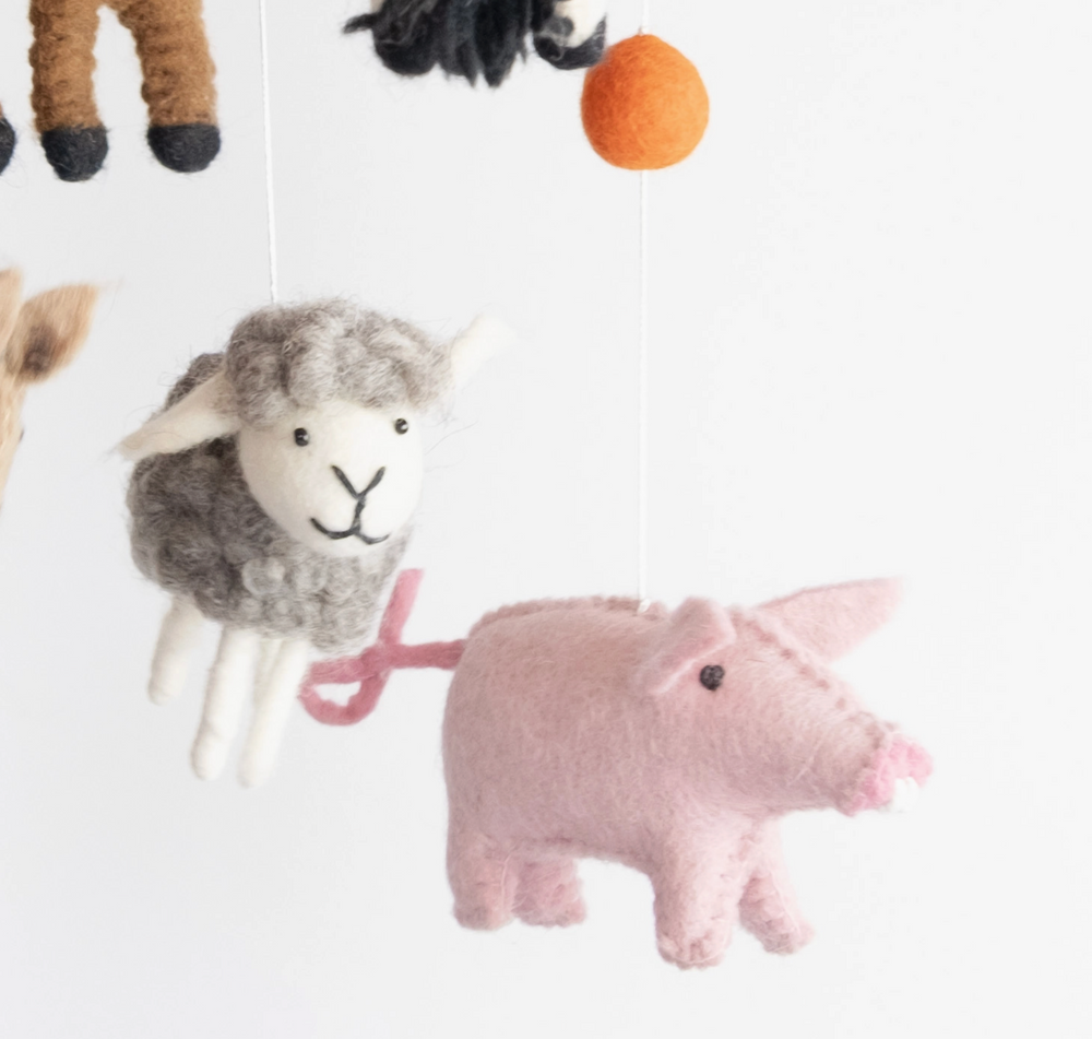 Farm Animals Wool Baby Mobile