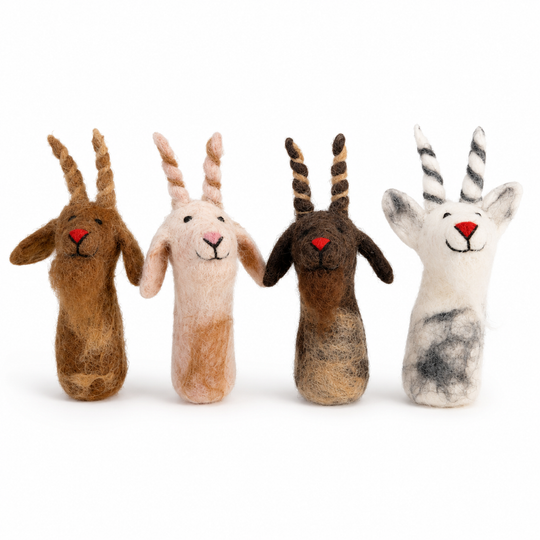 Goat needle felted wool finger puppet