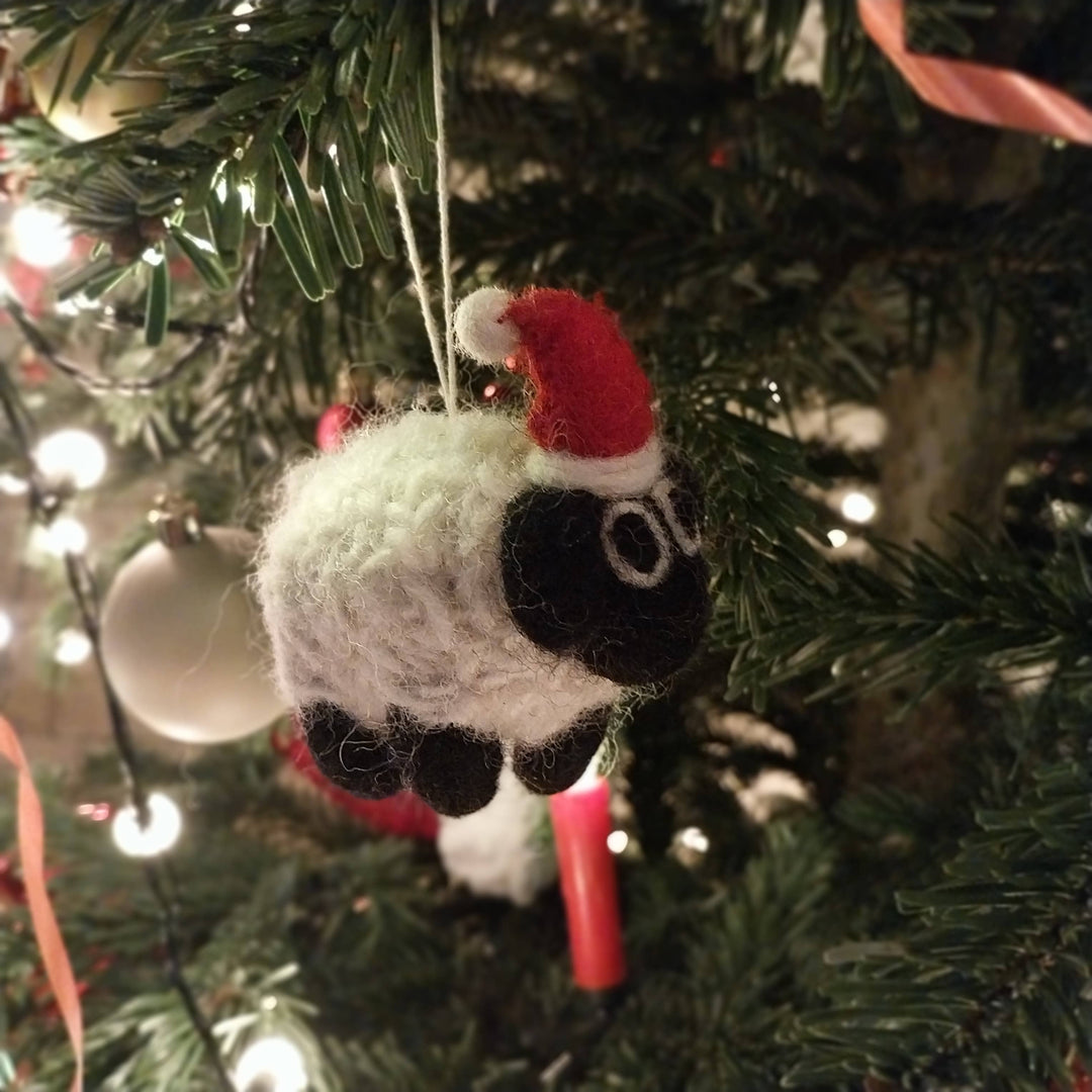 Handmade Felt Biodegradable Christmas Black Sheep Decoration