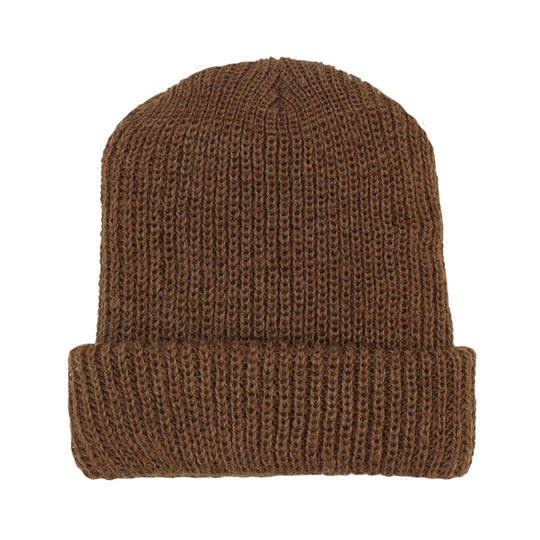 Cardigan knit alpaca beanie in fawn — view 8