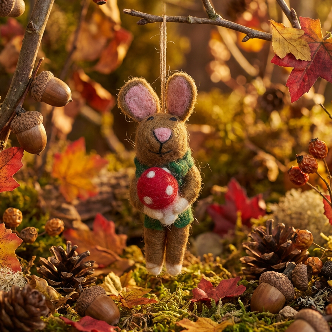 Handmade Felt Roberta the Rabbit Toadstool Decoration