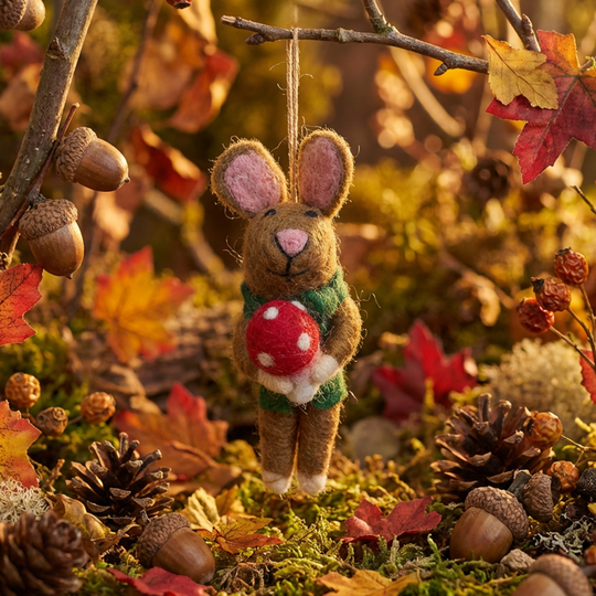 Handmade Felt Roberta the Rabbit Toadstool Decoration