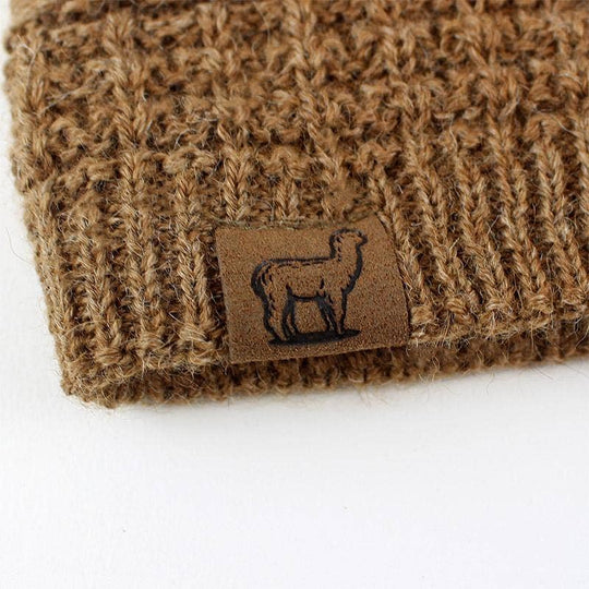 Textured alpaca slouch beanie, cable and rib knit — view 12