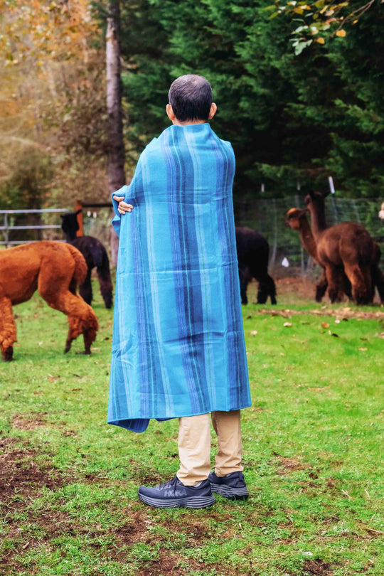 Glacier Lake Throw - Striped - Brushed Alpaca Blanket