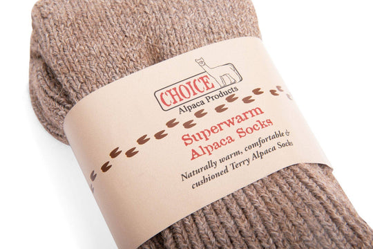 Superwarm heavyweight alpaca socks in cocoa brown — view 4