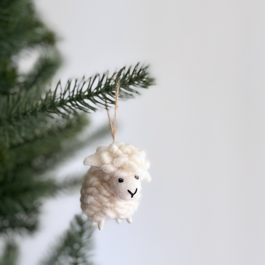 Mini Sheep Ornament — Hand-Felted | Gray or Brown