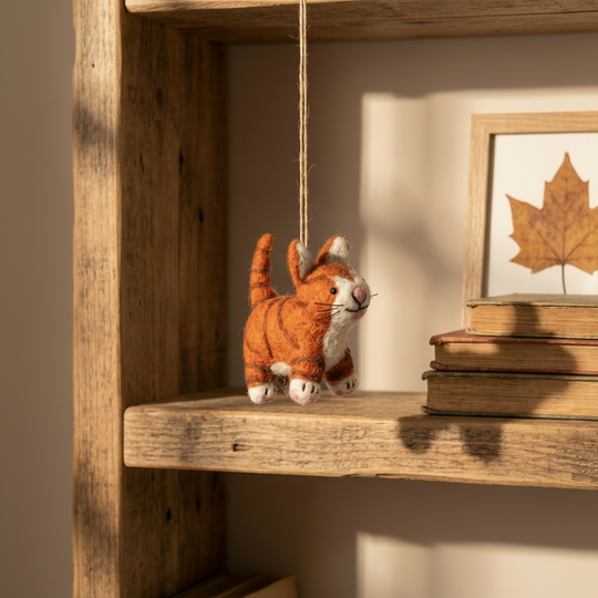 Handmade Felt Colin the Cat Hanging Decoration