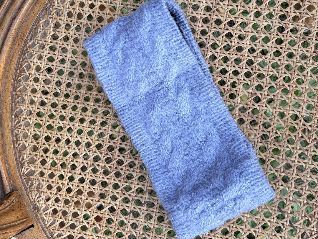 Cable knit headband in periwinkle