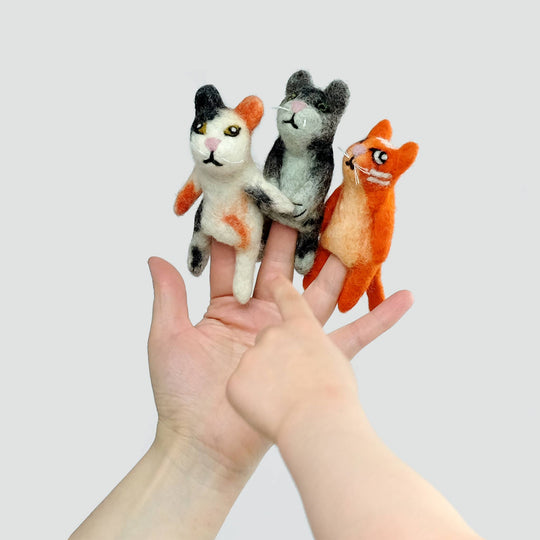 Assorted wool felt cat finger puppets
