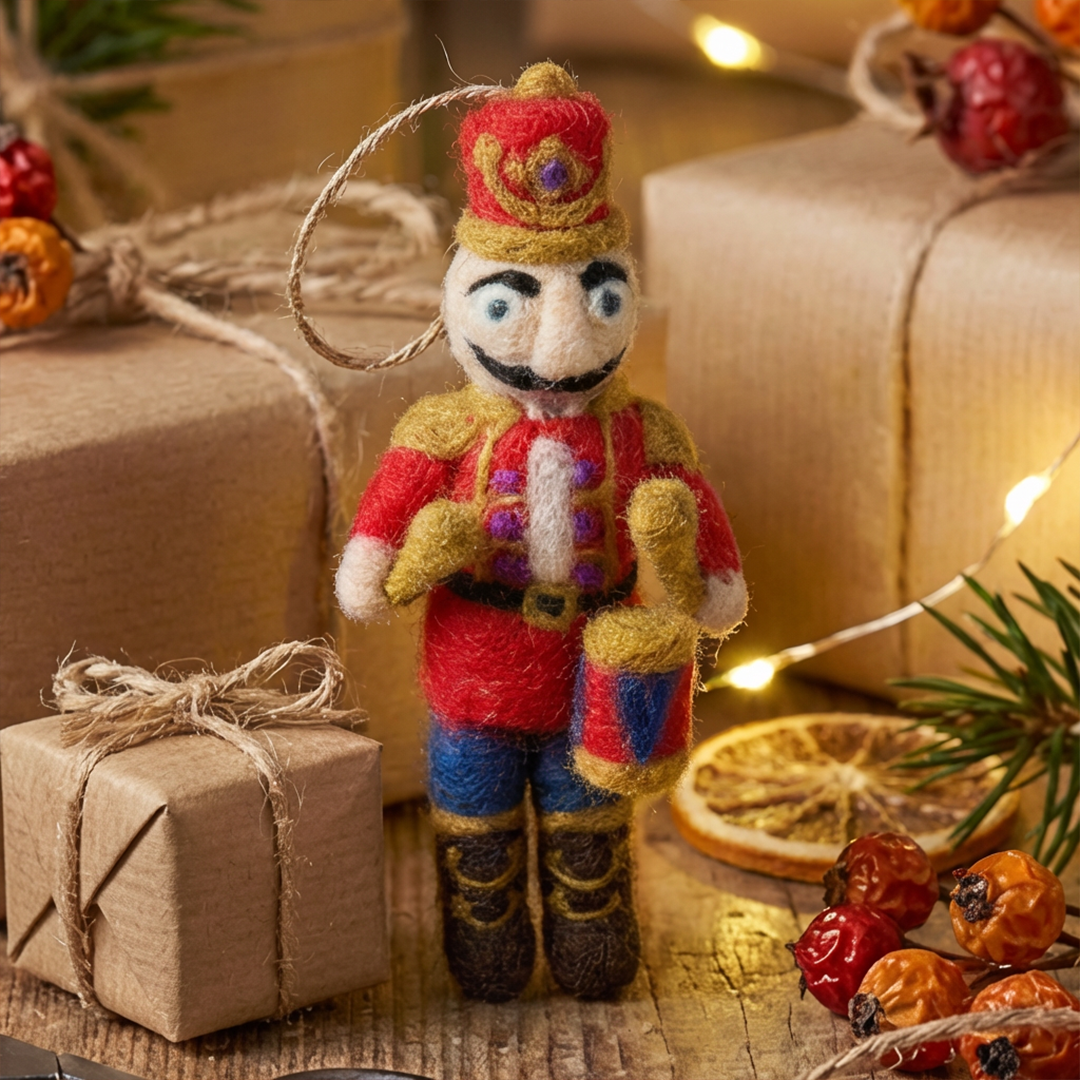 Handmade Felt Nutcracker Ned Hanging Decoration
