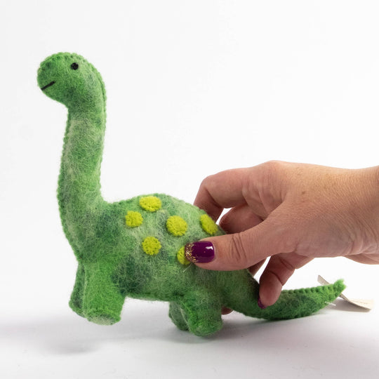 Mini Green Dinosaur — Hand-Felted Toy